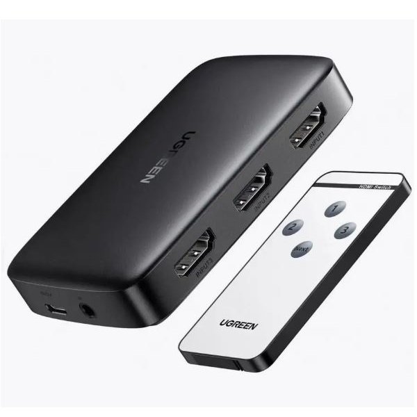 Свитч-переключатель UGREEN 3HDMI 1.4, черный, 4K@30HZ (80125)