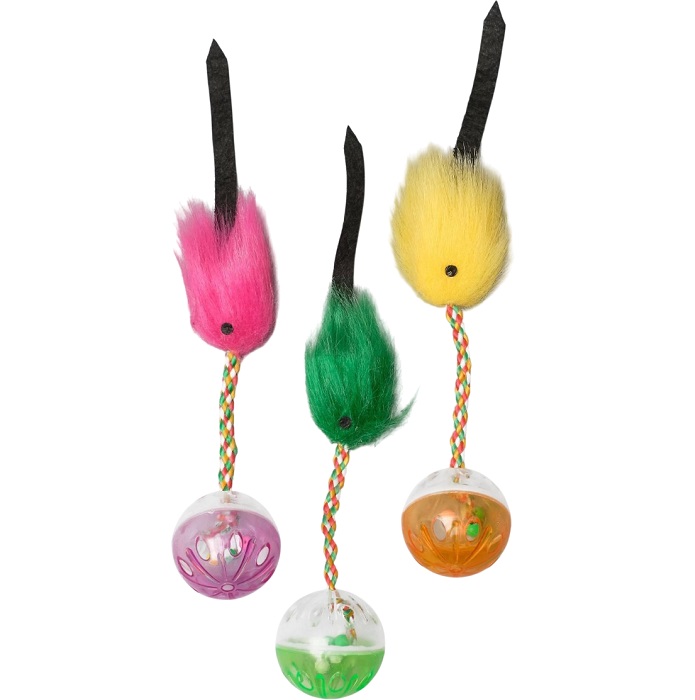 Шар-погремушка с хвостиком, микс цветов 1013597