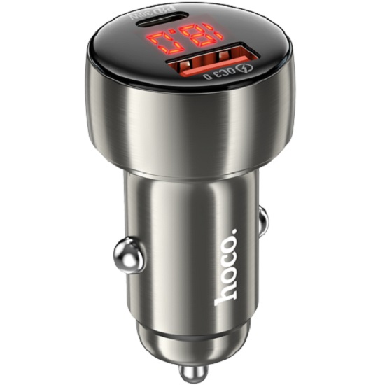 Авто ЗУ 1USB/1Type-C HOCO Z50, Leader, серый, 48Вт