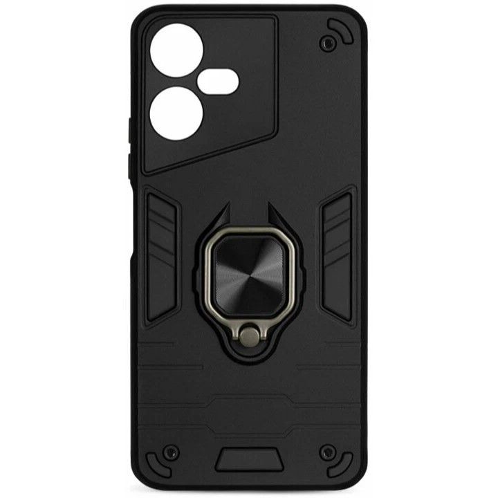 Силиконовый чехол DF для Tecno POVA Neo 3 DF tArmor-07 (black) с пластиной для магнитного держателя и кольцом