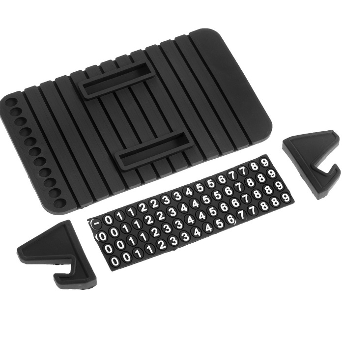 Коврик противоскользящий с подставкой под телефон и номером телефона, черный 2831718