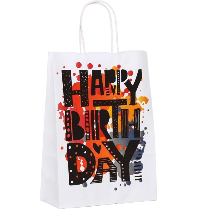 Пакет крафт "С днем рождения!", 18 х 8 х 25 см