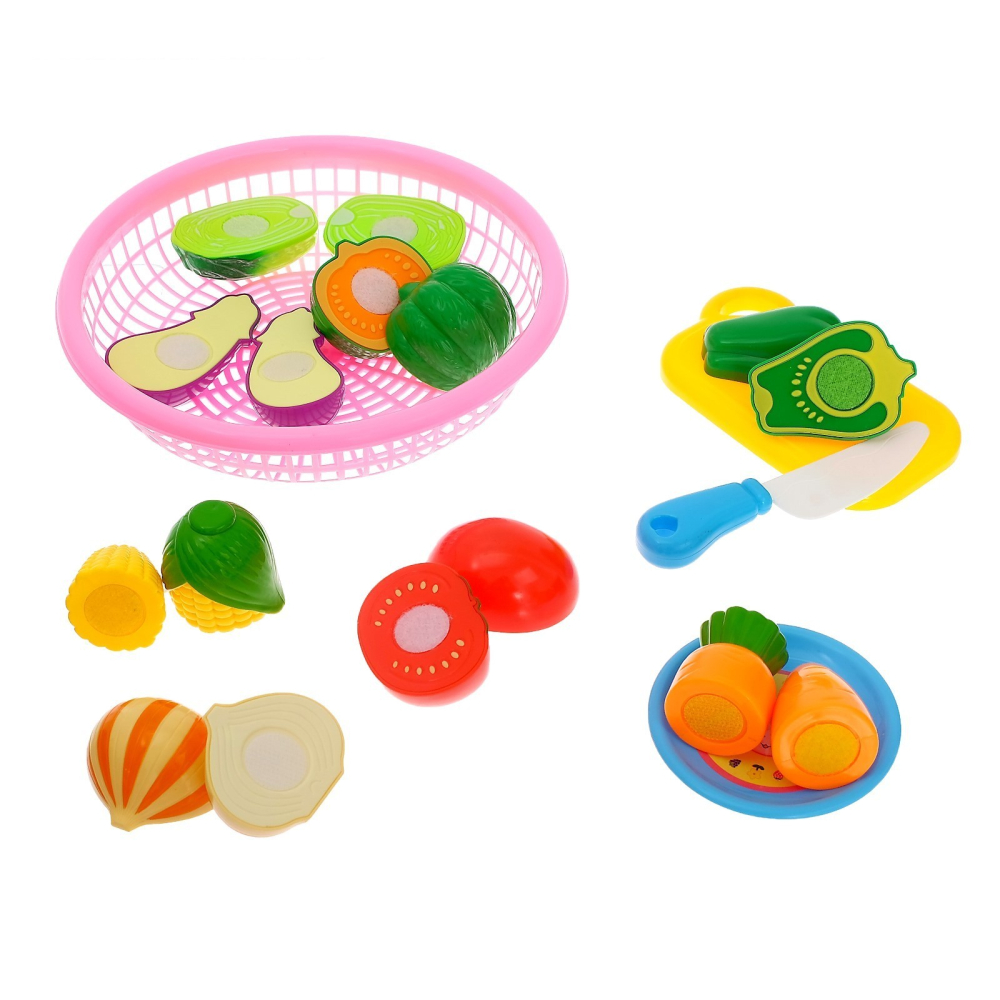 Набор продуктов-нарезка «Поварёнок« в корзинке, на липучках, 20 предметов, цвета МИКС