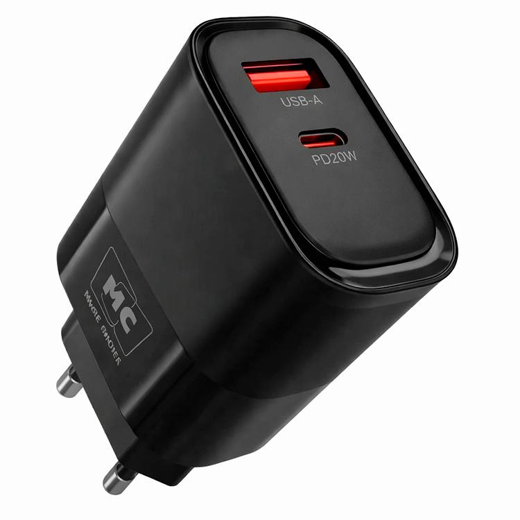 Сетевое ЗУ 1USB/1Type-C 3A MORE CHOICE NC81 Black, PD20W