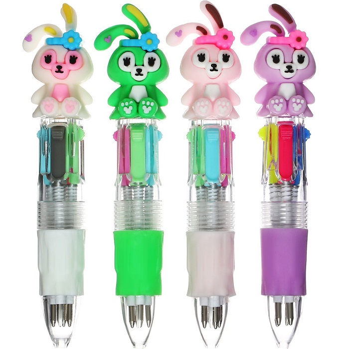 Ручка шариковая-прикол "Зайка" 4-цветная-МИНИ, МИКС 7331821