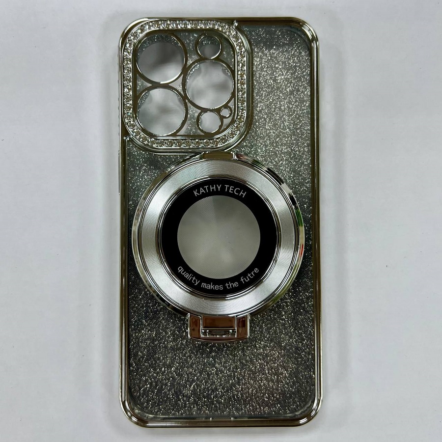 Задняя накладка NONAME для iPhone 14 Pro с гальваническим магнитным держателем цвет серебро