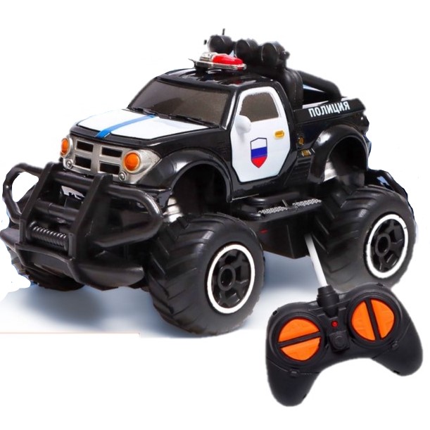 Машинка на пульте управления «Джип. Полиция», работает от батареек, цвет чёрный 7710752