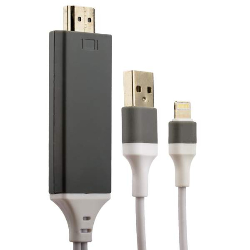 Кабель HDMI <--> Lightning  2.0м NONAME с питанием через USB