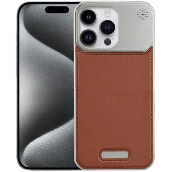 Арома-чехол для iPhone 16, алюминиевый и кожаный Brown