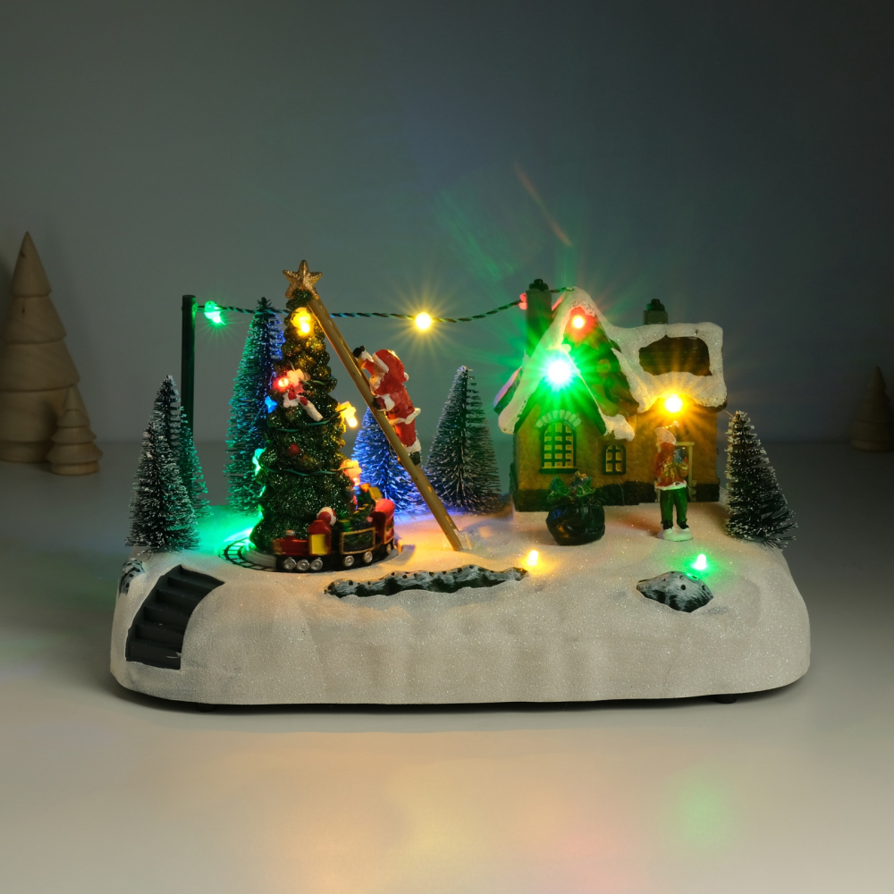 Сувенир "Дед Мороз украшает ёлочку" крутится 26,5х16х17,5 см   10338278