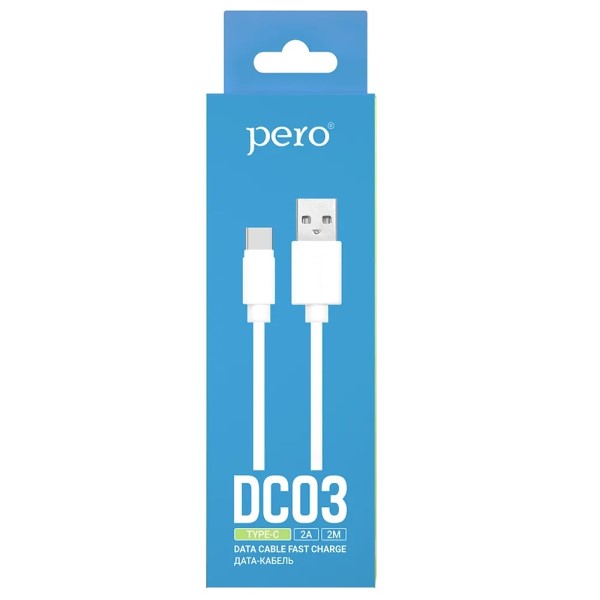 Кабель USB <--> Type-C  1.0м PERO DC-03 белый (Fast Charge)