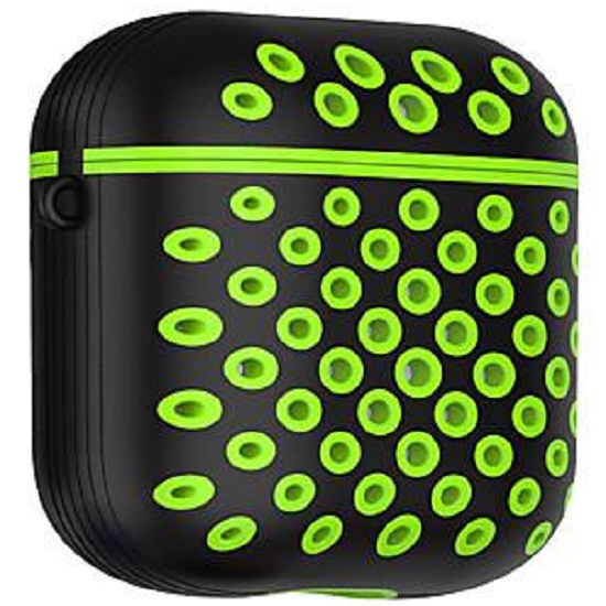 Силиконовый чехол STR Soft-Touch для AirPods Nike (черно-зеленый)