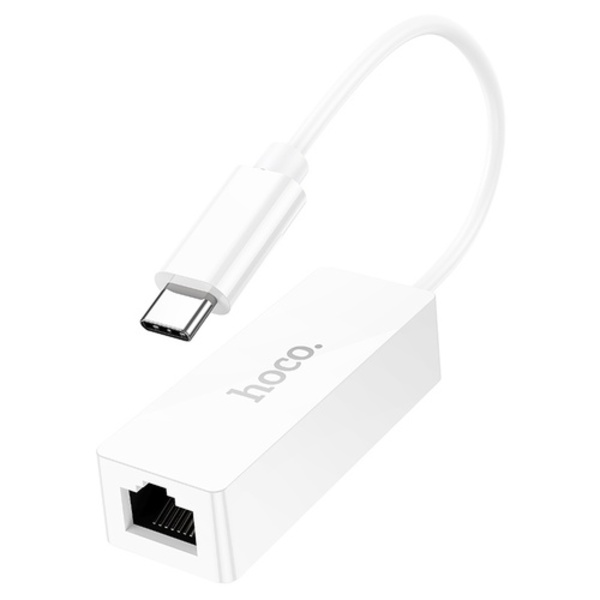 Сетевой адаптер HOCO UA22 Type-C (m)-RJ-45 (f) белый (1/19/190)