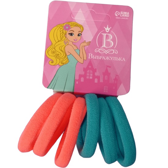 Резинка для волос "Махрушка" (набор 6 шт) 3,5 см, малиновый, бирюзовый   3522213