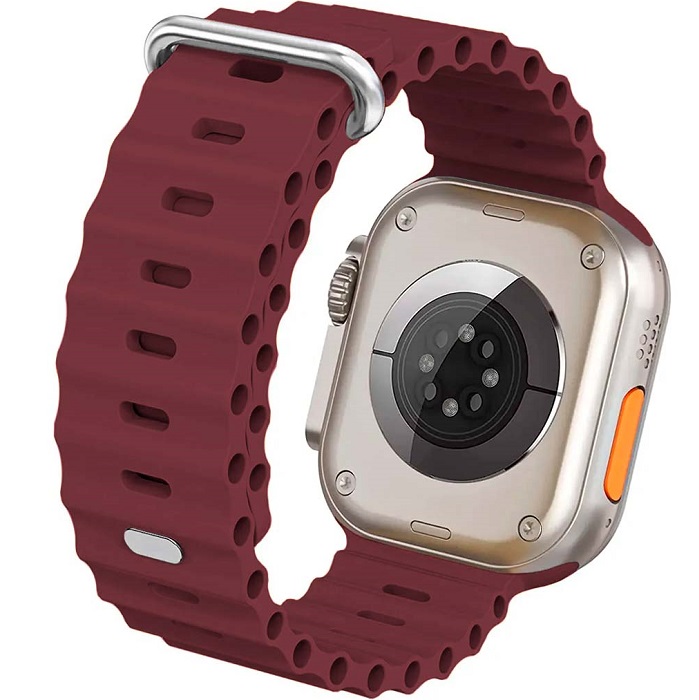 Силиконовый ремешок BUCKLE HIGH OCEAN 42/44/45/49мм, застёжка G- крючок (силикон) вишневый