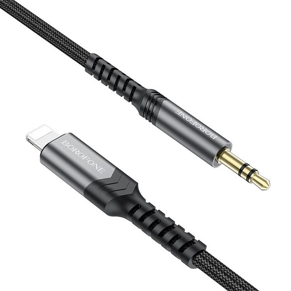 Кабель Jack 3.5 <--> Lightning  1.0м BOROFONE BL15 серый