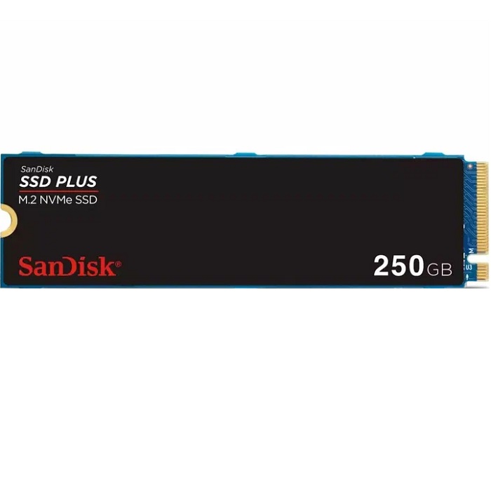 Накопитель SSD M.2 250Gb SanDisk SSD PLUS 2280 NVMe, 2400MBs/1500MBs TbW 40, SDSSDA3N-250G-G26, 1 year