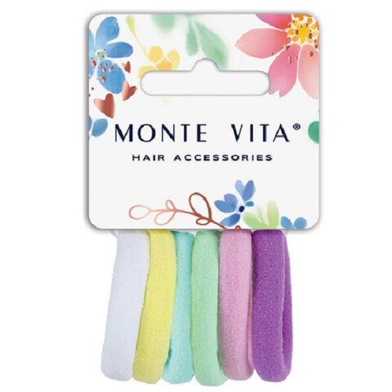 Резинки для волос НАБОР 6 шт, мягкие, пастельные цвета MONTE VITA