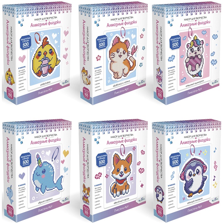 Набор для творчества "Алмазная фигурка", 13х15 см, с магнитом и ленточкой, АССОРТИ, ORIGAMI, 08641