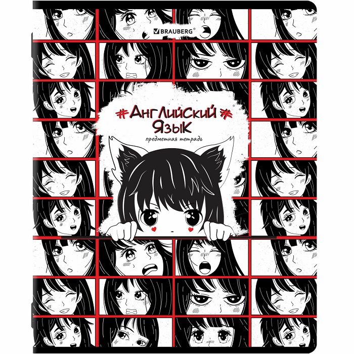 Тетрадь предметная ANIME 48л, глянцевый УФ-лак, АНГЛИЙСКИЙ ЯЗЫК, клетка, BRAUBERG, 404534