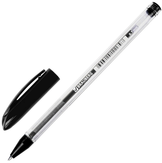 Ручка шарик. черная 0,7мм корпус прозрачный BRAUBERG  "Rite-oil" арт.142147