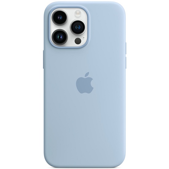 Силиконовый чехол SILICONE CASE MagsSafe для iPhone 14 Pro Max голубой  (с Анимацией)