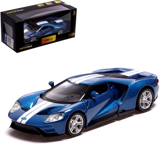 Машина металлическая FORD GT, 1:32, инерция, открываются двери, цвет синий