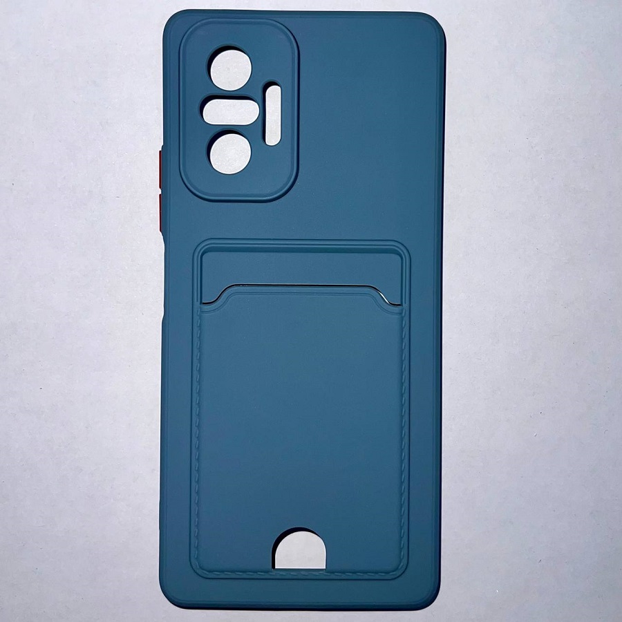 Силиконовый чехол BUTTON для Xiaomi Redmi NOTE 10 PRO (2021) серый , с карманом для пластик карт