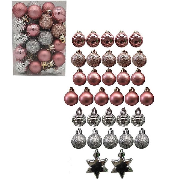 Набор украшений Волшебная страна Нежность 33 шт (Звезда 2 шт 5см, шары 31 шт 3см)арт.108572