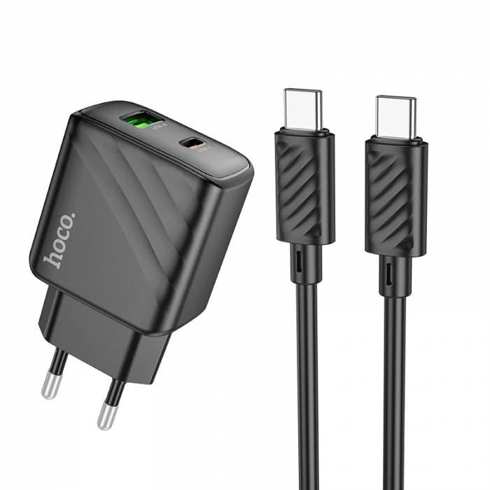 Сетевое ЗУ 1USB/1Type-C HOCO CS23A Sunligh, черный