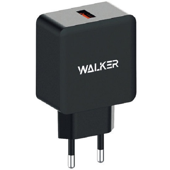 Cетевое ЗУ 1USB 3A WALKER WH-25, черное, 15Вт, QC, microUSB