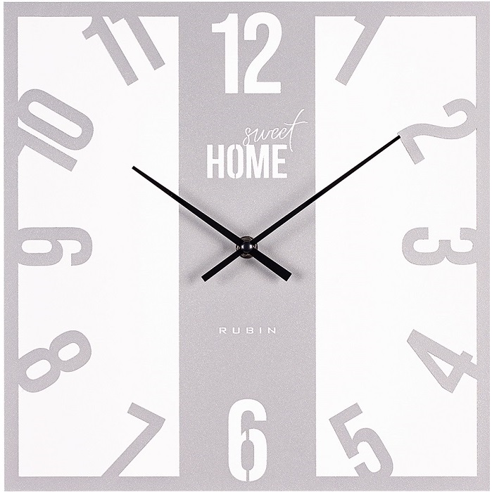 Часы настенные РУБИН "Классика" из металла, 30*30 см, открытая стрелка, серебро (3004-002)