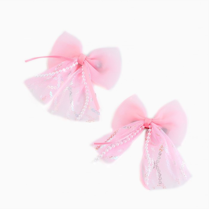 Заколка для волос, зажим с блестками, бант 7.5 см, 2 шт, Коты аристократы 10048269