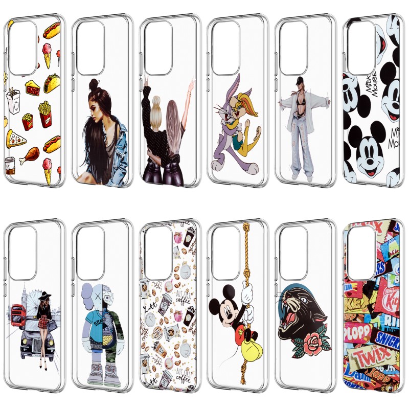 Силиконовый чехол ISA для Samsung Galaxy A33 TPU 1.0mm прозрачный с принтами