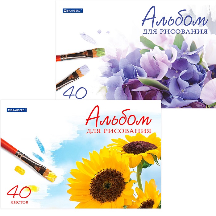 Альбом д/рис. BRAUBERG Цветы 40л., скоба , 200х283мм  МИКС 102851