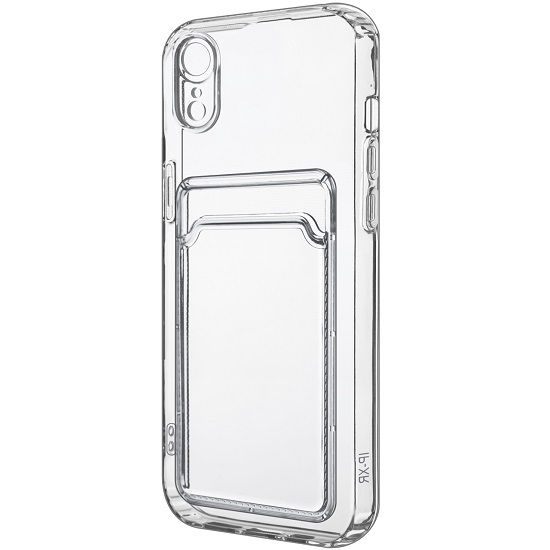 Силиконовый чехол Clear Card для iPhone XR прозрачный с карманом для пластиковых карт