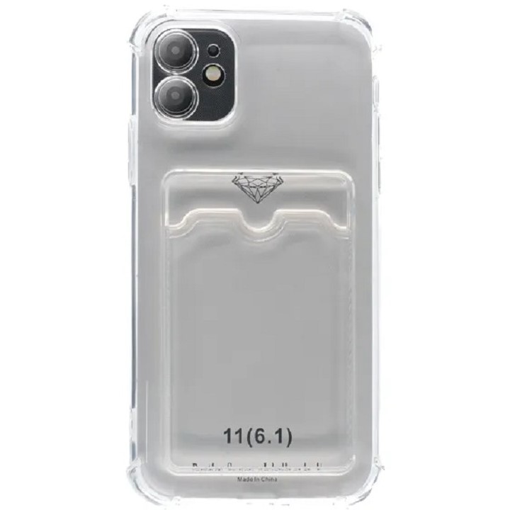 Силиконовый чехол POKET для iPhone 11 прозрачный с карманом для пластиковых карт