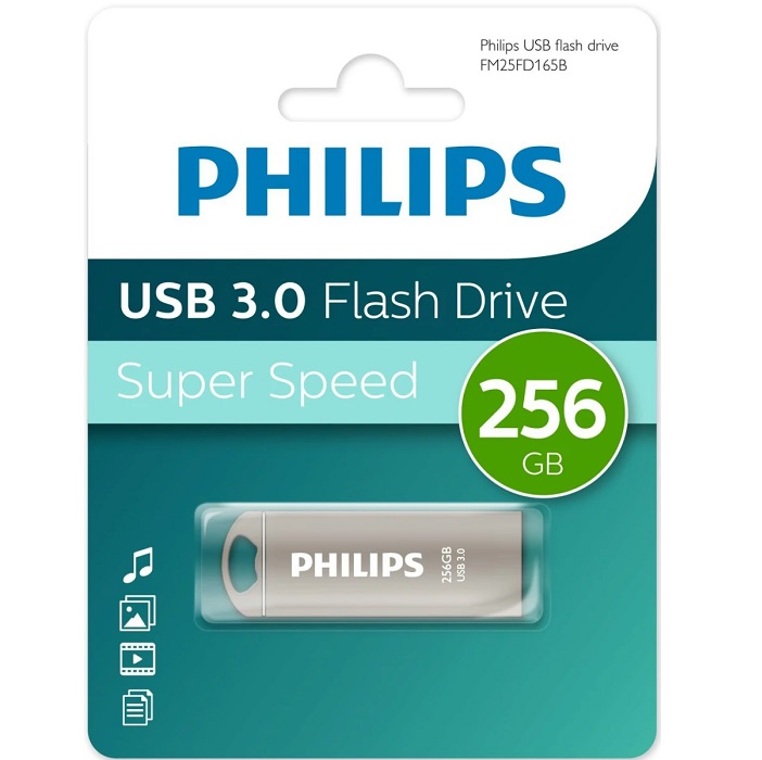 USB 256Gb Philips IRON 3.0, металл, серый