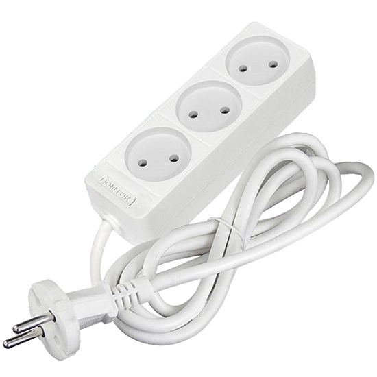 Сетевой удлинитель  1.5м DOMTOK 3гн.,ПВС 2*1  2,2кВт б/з