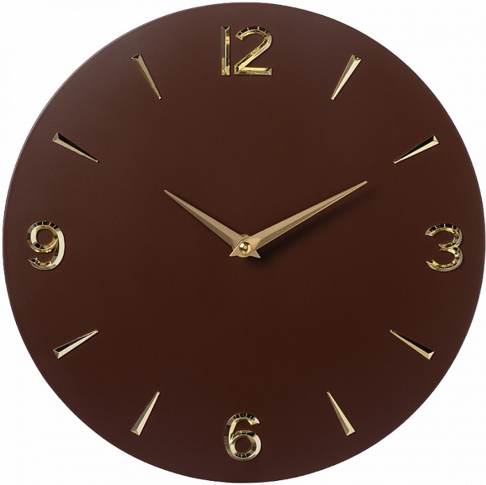 Часы настенные РУБИН "Классика", из МДФ, открытая стрелка, d=30 см, коричневый (3039-002)