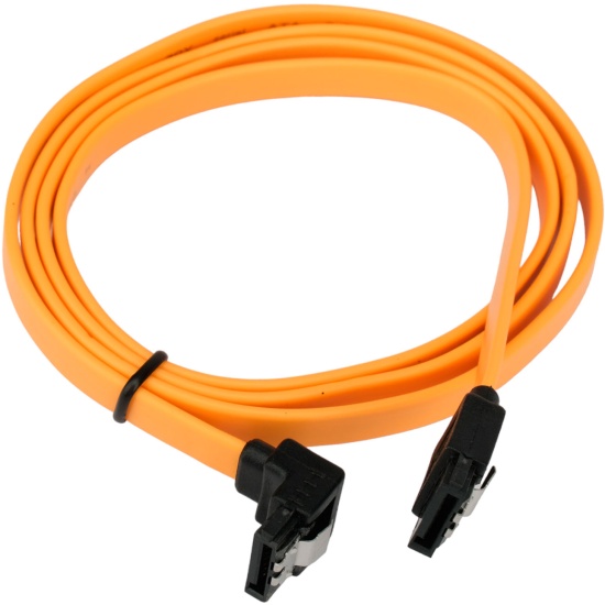 Кабель интерфейсный SATA Cablexpert CC-SATAM-DATA90-YL-50CM, Sata3 7pin/7pin, мет.защелка, угловой разъем, 50см, желтый, пакет