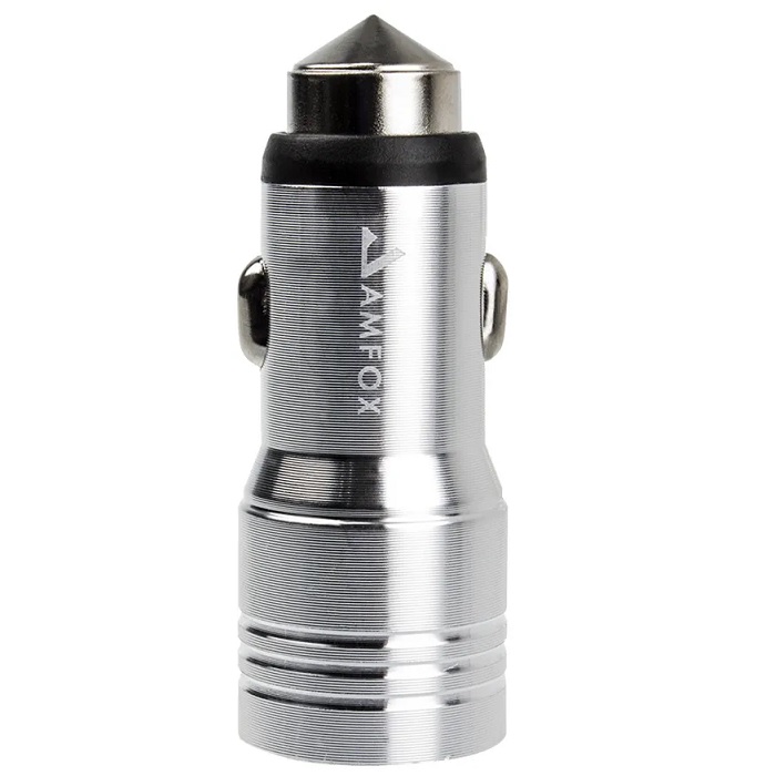 Авто ЗУ 2USB 2.4A AMFOX CCH-11 серебряное