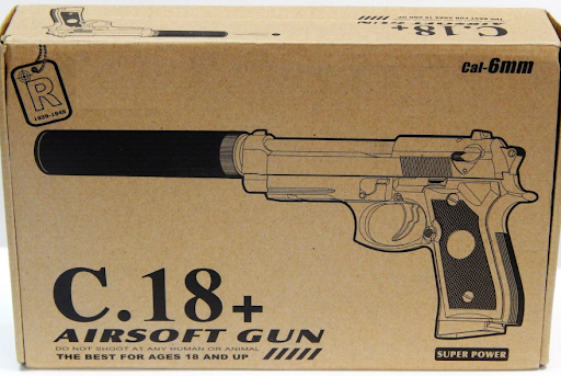 Пистолет металлический C18+ с глушителем