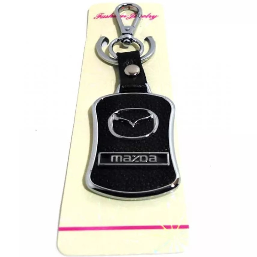 Брелок с карабином MAZDA хром-металл на коже