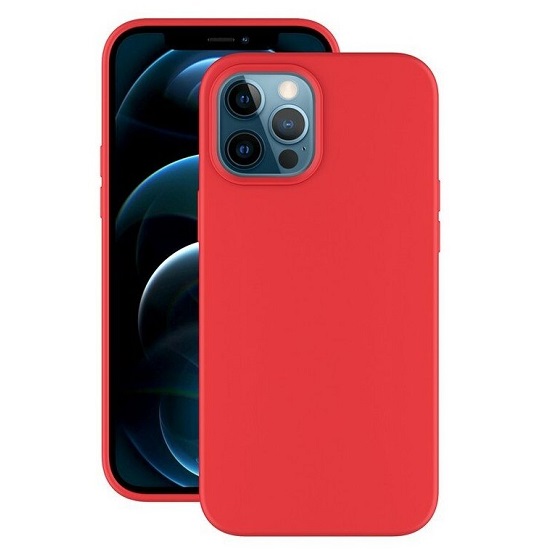 Силиконовый чехол DEPPA для iPhone 12 Pro Max, красный, PET синий (Soft Silicone)