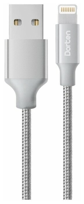 Кабель USB <--> Lightning  1.2м DORTEN DN312800 Angled Series 90° Silver/Cеребряный