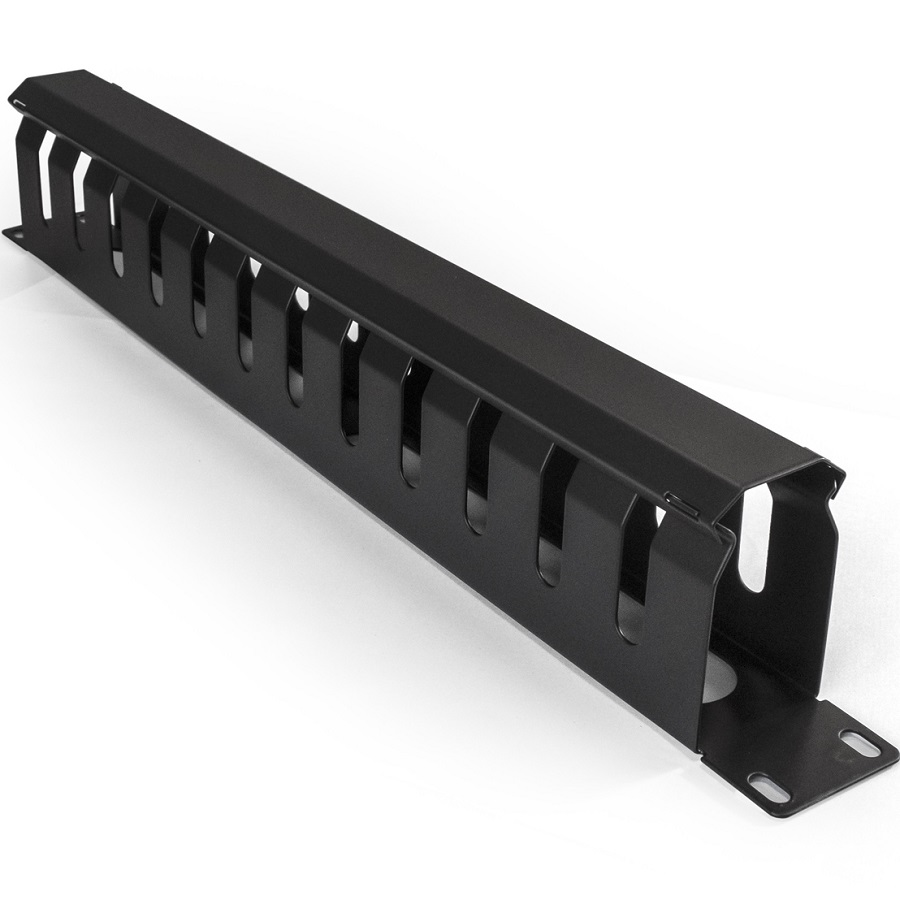 Кабельный органайзер ExeGate CM19-1U-12M-CV (горизонтальный 19" 1U, металлический, 2 окна в основании профиля, гребенка на 12 вырезов, глубина 45mm, с