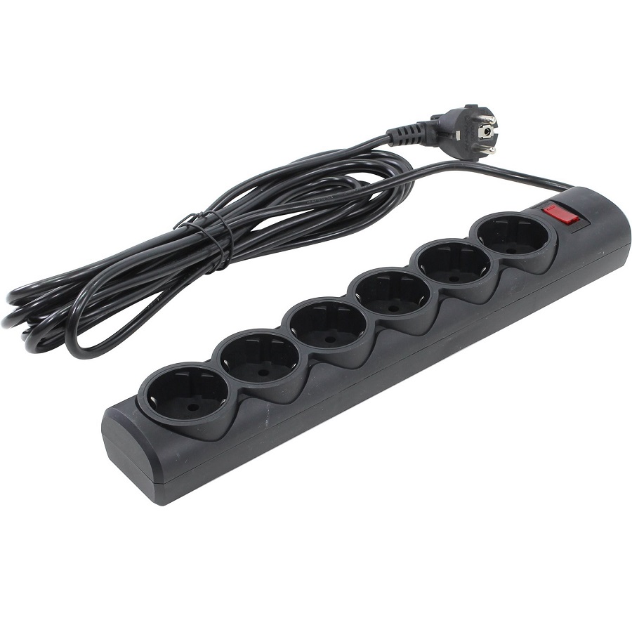 Сетевой фильтр  5.0м DEFENDER DFS 155, 6 розеток, черный