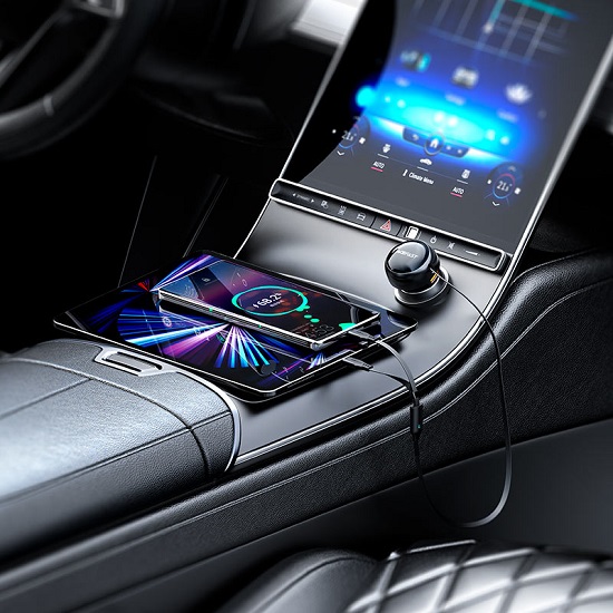 Авто ЗУ 1 USB ACEFAST B13 черный, 53W, с раздвижным кабелем 2Type-C