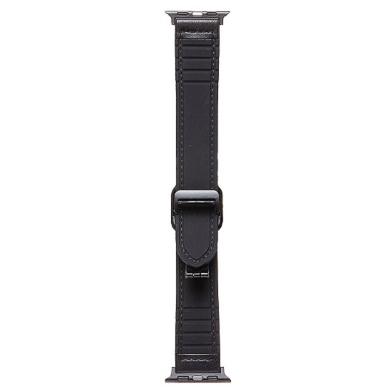 Кожаный ремешок ApW38  Square buckle для Apple Watch 42/44/45/49 mm экокожа (black)